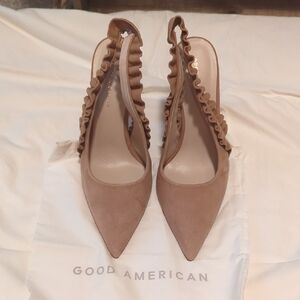 NEW Good American Nude Suede Slingback 10.5